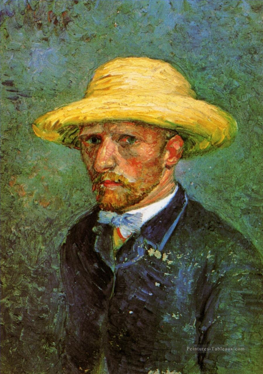 Autoportrait avec chapeau de paille 2 Vincent van Gogh Peintures à l'huile